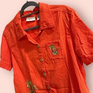 Vintage SunBay Sport Tropical Embroidered Button Down Shirt